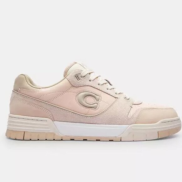 Coach Soho Low Top Sneakers Blush Pink Suede Leather Women’s Size 8 - Picture 1 of 13